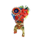 GP22-Rb Beautiful Red Blue Heavy Work Laddu Gopal Pugree