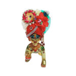 GP22-Rc Beautiful Red Cream Heavy Work Laddu Gopal Pugree