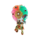 Pink SeaGreen Multi Frill Stone Patch Work Pugdi For Gopal Ji