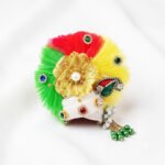Green Red Multi Frill Stone Patch Work Pugdi For Gopal Ji