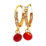 KB12-Ma A Pair of White Mahroon Ear Rings / Bali For Laddu Gopal Ji