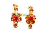 KB14-Gw A Pair of Golden Red Stone Ear Rings Bali For Laddu Gopal Ji