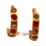 KB16-Rgo A Pair of Red White Ear Rings Bali For Gopal Ji