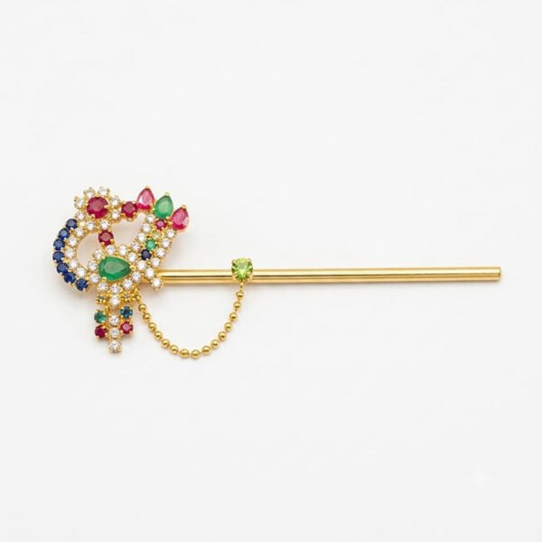 Multi AD Stone Work Peacock BansiFlute