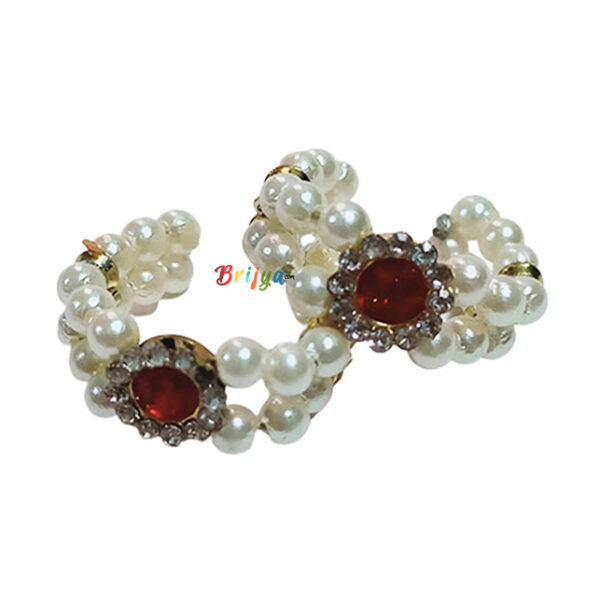 Red White Pearl Stone Beautiful Krishna Bracelet