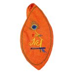 Jai Shree Radhe Orange Hand Embroidery Japa Mala Bag