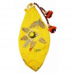 Yellow Beautiful Rich Embroidery Japa Mala Bag