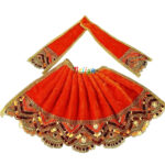 Orange Shaneel Heavy Lace Lenhga Patka Set For DurgaJi