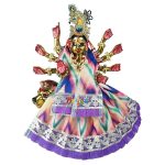 Self Purple Lehriya Desgine Lace Work Durga ji Lehnga Patka Set