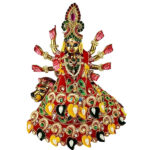 Heavy Kalabattu Pearl Work Red Lenhga Pakta Durga Ji Set