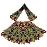 Heavy Kalabattu Pearl Work Green Lenhga Pakta Durga Ji Set
