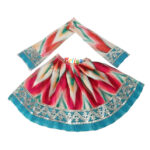 Self Skyblue Lehriya Desgine Lace Work Durga ji Lehnga Patka Set