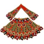 Heavy Kalabattu Pearl Work Orange Lenhga Pakta Durga Ji Set