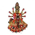 Heavy Kalabattu Pearl Work Orange Lenhga Pakta Durga Ji Set