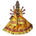 Yellow Lehariya Jaypuri Print Mata Durga Lehnga Patka Set