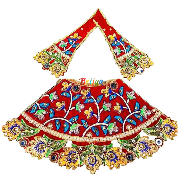 Red Heavy Embroidery Work Lenhga Patka Durga Mata Set