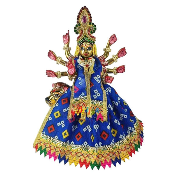 Blue Jaypuri Lenhga Patka For Devi Durga Mata Ji