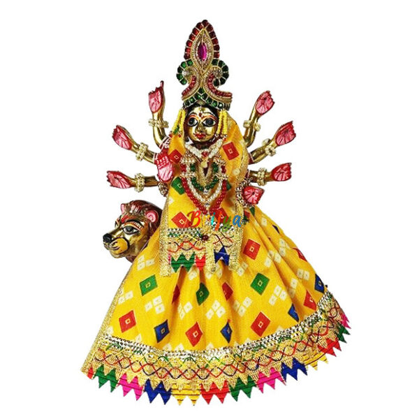 Yellow Jaypuri Lenhga Patka For Devi Durga Mata Ji