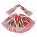 Self Pink Lehriya Desgine Lace Work Durga ji Lehnga Patka Set