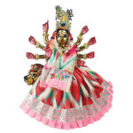 Self Pink Lehriya Desgine Lace Work Durga ji Lehnga Patka Set