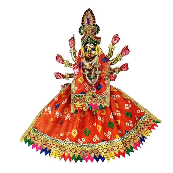 Orange Jaypuri Lenhga Patka For Devi Durga Mata Ji