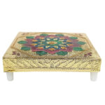 Beautiful Wooden Meenakari Small Puja Chowki (5x5 Inch) - Image 3