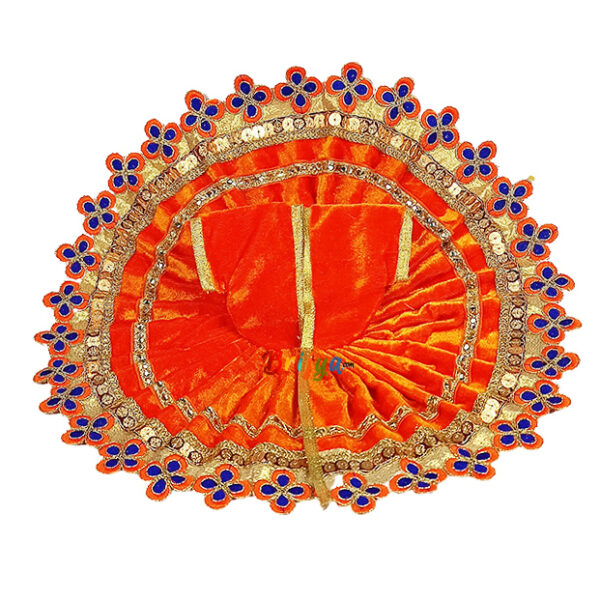 Orange Heavy Lace Work Velvet Phosak For Gopal Ji