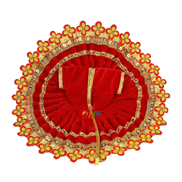 Red Heavy Lace Work Velvet Poshak For Gopal Ji