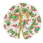 Green White Radhe Radhe Print Velvet Poshak For Gopal Ji