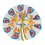 Blue White Radhe Radhe Print Velvet Poshak For Gopal Ji