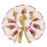 Red White Radhe Radhe Print Velvet Poshak For Gopal Ji