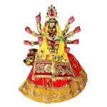 Heavy Embroidery Red Silk Durga Ji Lehnga Patka Set