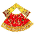 Heavy Embroidery Red Silk Durga Ji Lehnga Patka Set - Image 2