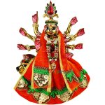 Orange Shaneel Lace Work Durga Mata Lehnga Patka Set