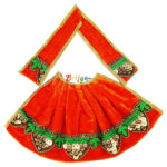 Orange Shaneel Lace Work Durga Mata Lehnga Patka Set