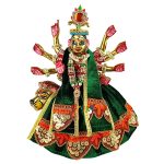 Green Shaneel Lace Work Durga Mata Lehnga Patka Set