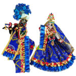 Blue Jaipuri Frill Lace Radha Krishna Cotton Dress