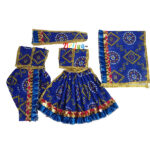 Blue Jaipuri Frill Lace Radha Krishna Cotton Dress