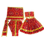 Red Jaipuri Frill Lace Radha Krishna Cotton Dress