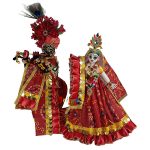Red Jaipuri Frill Lace Radha Krishna Cotton Dress