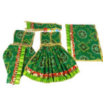Green Jaipuri Frill Lace Radha Krishna Cotton Dress