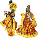 Yellow Jaipuri Frill Lace Radha Krishna Cotton Dress