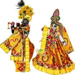 Yellow Jaipuri Frill Lace Radha Krishna Cotton Dress