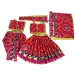Pink Jaipuri Frill Lace Radha Krishna Cotton Dress