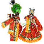 Orange Jaipuri Frill Lace Radha Krishna Cotton Dress