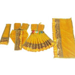 Heavy Lace Yellow Velvet Poshak For Radha Krishna Ji