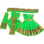 Heavy Lace Parrot Green Velvet Poshak For Radha Krishna Ji