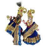 Heavy Lace Blue Velvet Poshak For Radha Krishna Ji