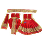 Heavy Lace Red Velvet Poshak For Radha Krishna Ji