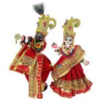 Heavy Lace Red Velvet Poshak For Radha Krishna Ji